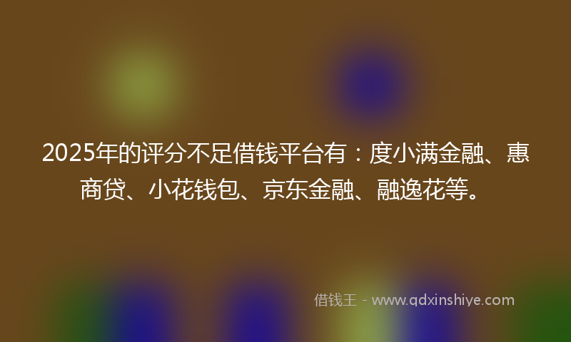 2025年的评分不足借钱平台有：度小满金融、惠商贷、小花钱包、京东金融、融逸花等。