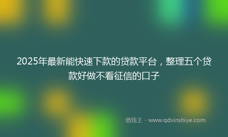 2025年最新能快速下款的贷款平台，整理五个贷款好做不看征信的口子