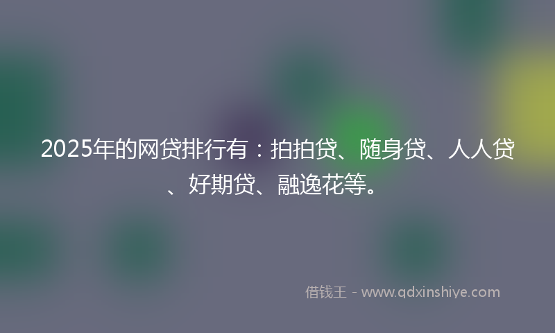 2025年的网贷排行有：拍拍贷、随身贷、人人贷、好期贷、融逸花等。