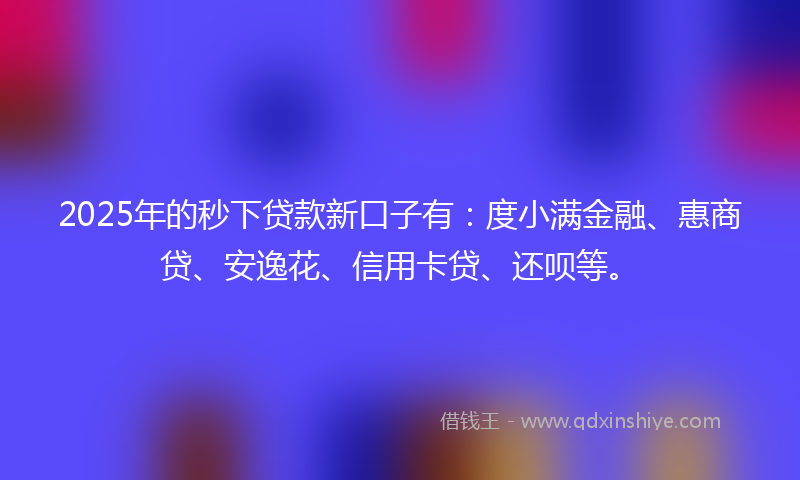 2025年的秒下贷款新口子有：度小满金融、惠商贷、安逸花、信用卡贷、还呗等。