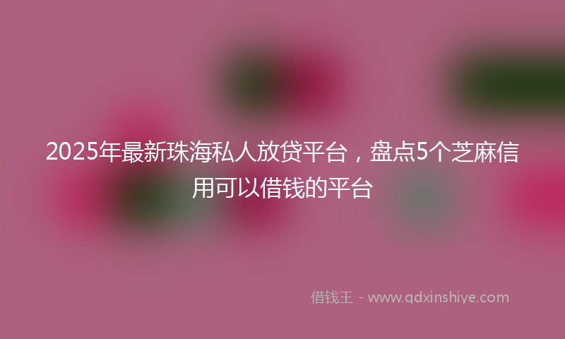 2025年最新珠海私人放贷平台，盘点5个芝麻信用可以借钱的平台
