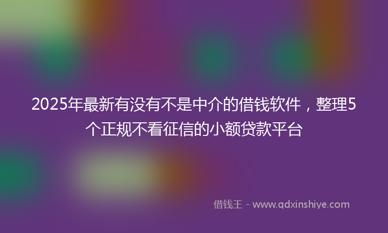 2025年最新有没有不是中介的借钱软件，整理5个正规不看征信的小额贷款平台