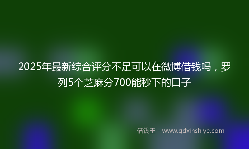 2025年最新综合评分不足可以在微博借钱吗，罗列5个芝麻分700能秒下的口子