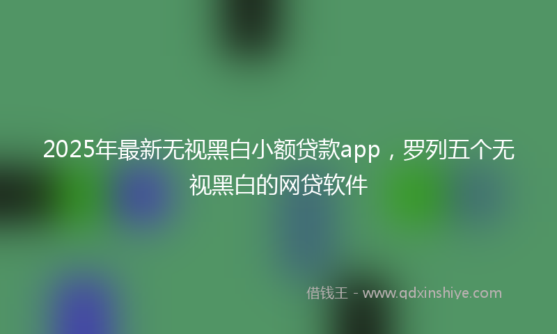 2025年最新无视黑白小额贷款app，罗列五个无视黑白的网贷软件