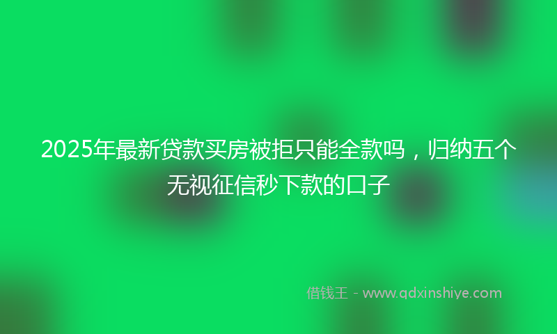 2025年最新贷款买房被拒只能全款吗，归纳五个无视征信秒下款的口子