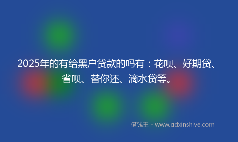 2025年的有给黑户贷款的吗有：花呗、好期贷、省呗、替你还、滴水贷等。