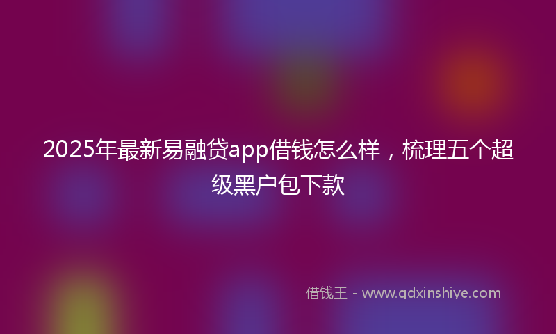 2025年最新易融贷app借钱怎么样，梳理五个超级黑户包下款