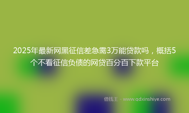 2025年最新网黑征信差急需3万能贷款吗，概括5个不看征信负债的网贷百分百下款平台