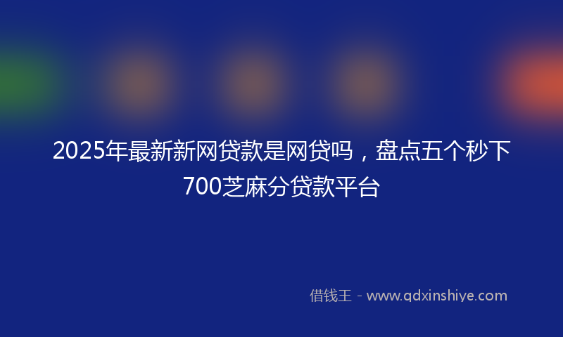 2025年最新新网贷款是网贷吗，盘点五个秒下700芝麻分贷款平台