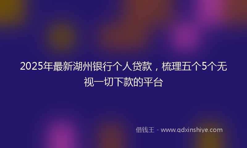 2025年最新湖州银行个人贷款，梳理五个5个无视一切下款的平台