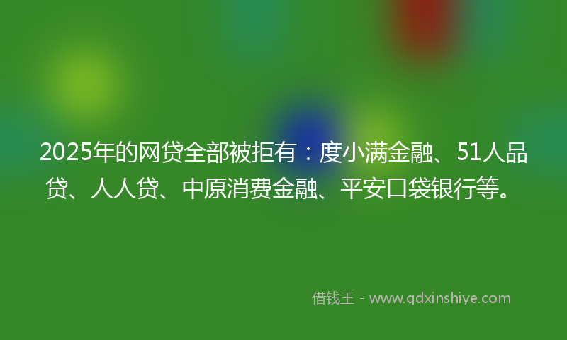 2025年的网贷全部被拒有：度小满金融、51人品贷、人人贷、中原消费金融、平安口袋银行等。