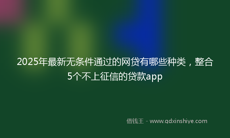 2025年最新无条件通过的网贷有哪些种类，整合5个不上征信的贷款app