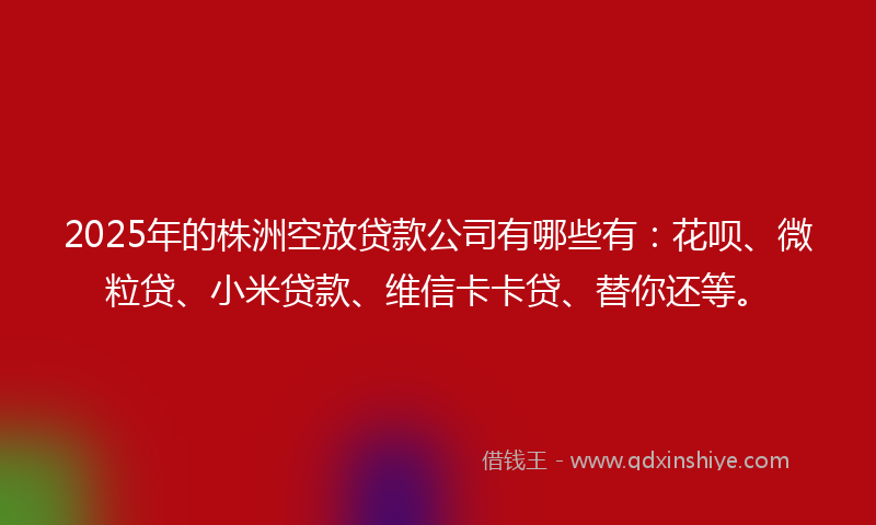 2025年的株洲空放贷款公司有哪些有：花呗、微粒贷、小米贷款、维信卡卡贷、替你还等。