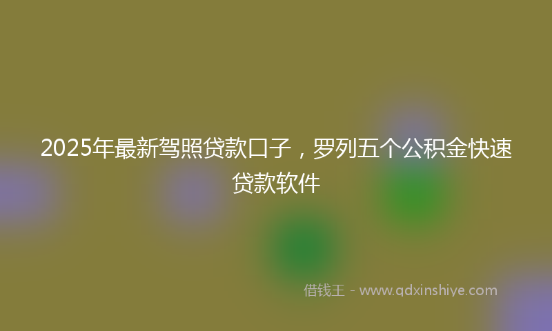 2025年最新驾照贷款口子，罗列五个公积金快速贷款软件