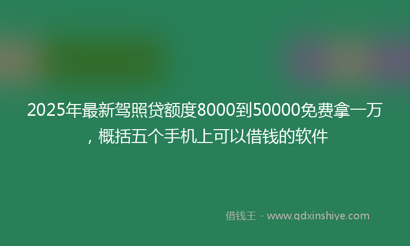 2025年最新驾照贷额度8000到50000免费拿一万，概括五个手机上可以借钱的软件