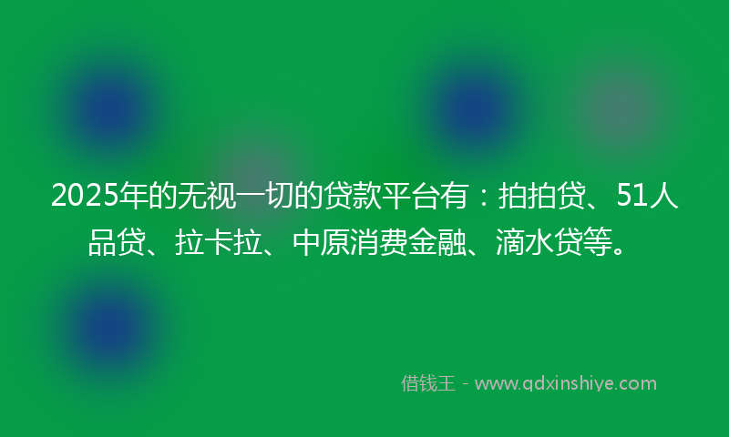 2025年的无视一切的贷款平台有：拍拍贷、51人品贷、拉卡拉、中原消费金融、滴水贷等。