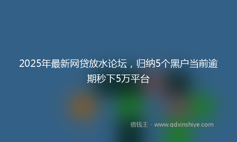2025年最新网贷放水论坛，归纳5个黑户当前逾期秒下5万平台