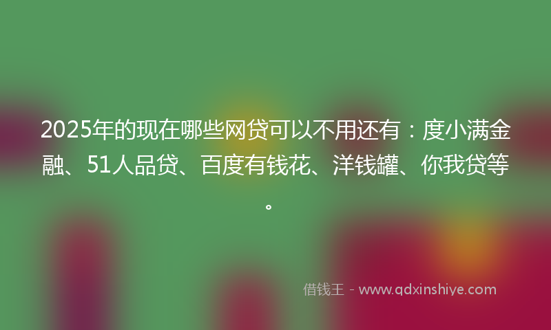 2025年的现在哪些网贷可以不用还有：度小满金融、51人品贷、百度有钱花、洋钱罐、你我贷等。