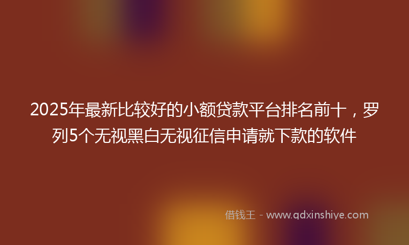 2025年最新比较好的小额贷款平台排名前十，罗列5个无视黑白无视征信申请就下款的软件