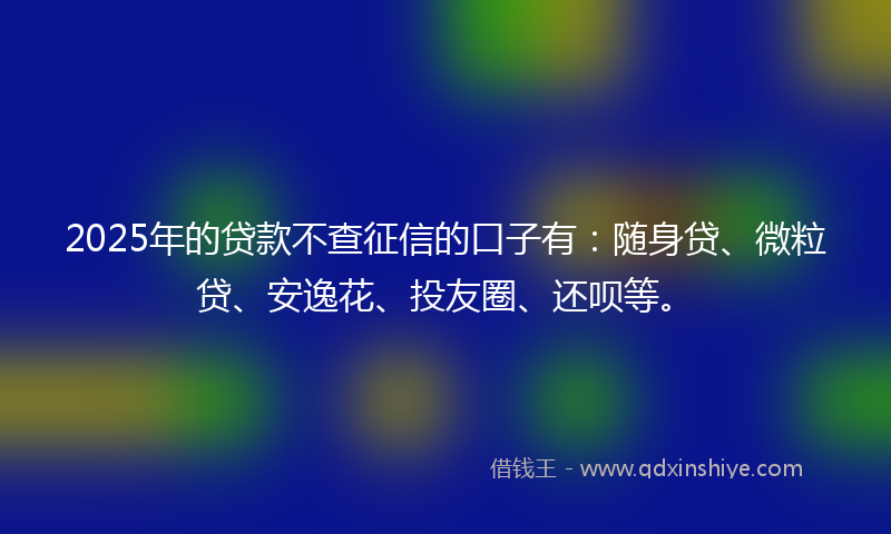 2025年的贷款不查征信的口子有：随身贷、微粒贷、安逸花、投友圈、还呗等。