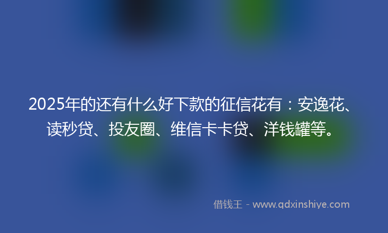 2025年的还有什么好下款的征信花有：安逸花、读秒贷、投友圈、维信卡卡贷、洋钱罐等。