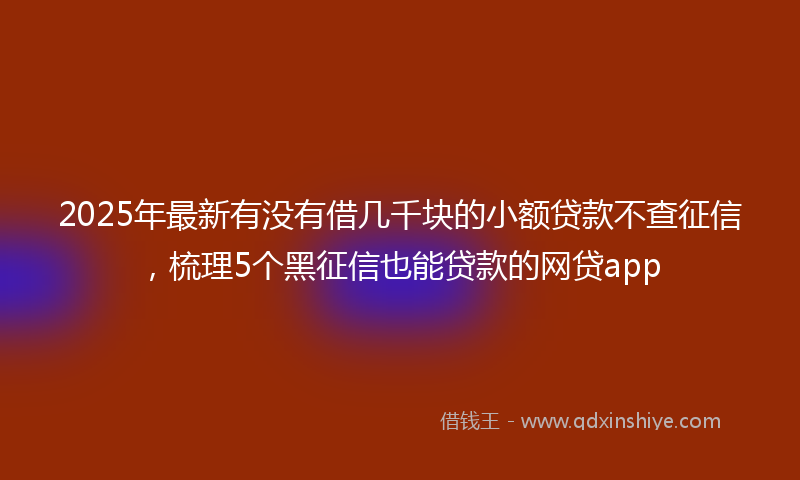 2025年最新有没有借几千块的小额贷款不查征信，梳理5个黑征信也能贷款的网贷app