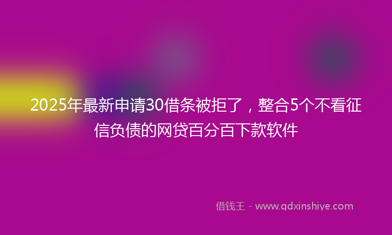 2025年最新申请30借条被拒了，整合5个不看征信负债的网贷百分百下款软件