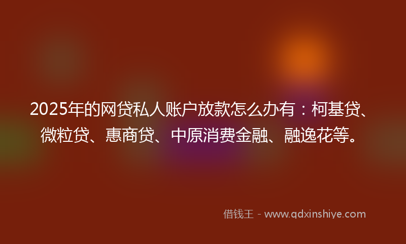 2025年的网贷私人账户放款怎么办有：柯基贷、微粒贷、惠商贷、中原消费金融、融逸花等。