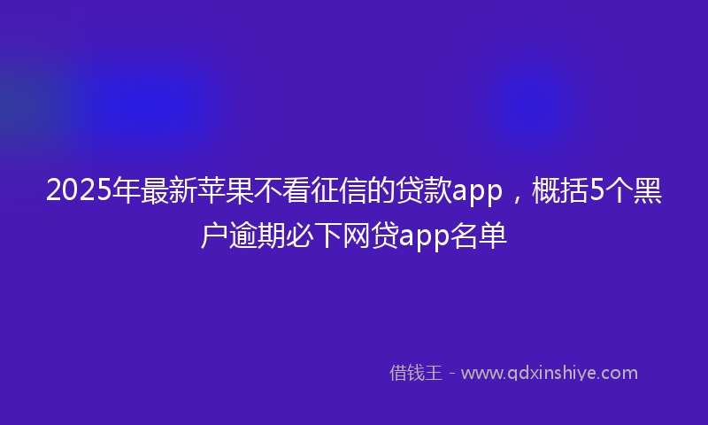 2025年最新苹果不看征信的贷款app，概括5个黑户逾期必下网贷app名单