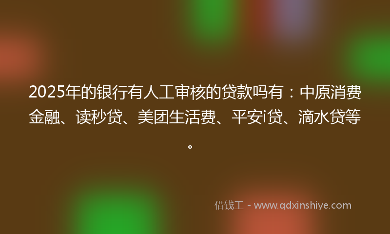 2025年的银行有人工审核的贷款吗有：中原消费金融、读秒贷、美团生活费、平安i贷、滴水贷等。