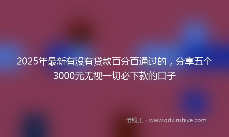 2025年最新有没有贷款百分百通过的，分享五个3000元无视一切必下款的口子