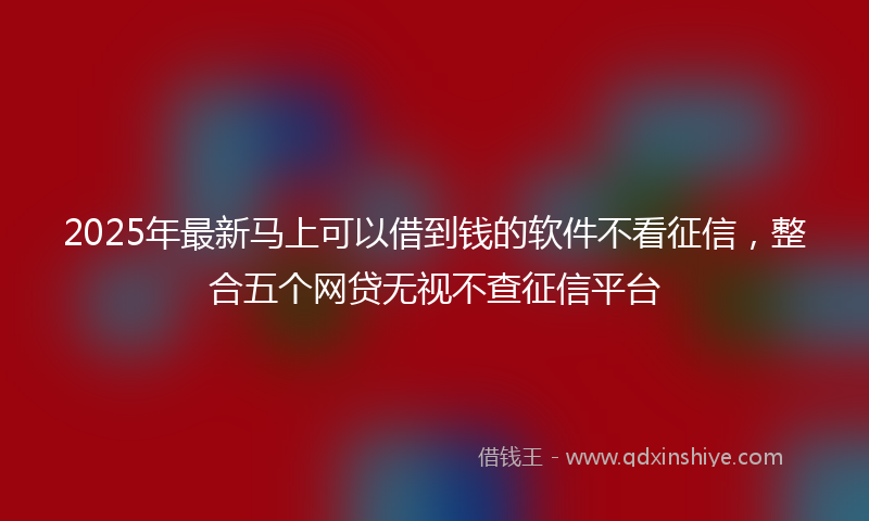 2025年最新马上可以借到钱的软件不看征信，整合五个网贷无视不查征信平台