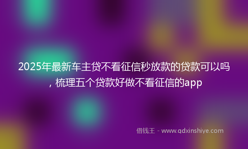 2025年最新车主贷不看征信秒放款的贷款可以吗，梳理五个贷款好做不看征信的app