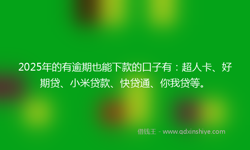 2025年的有逾期也能下款的口子有：超人卡、好期贷、小米贷款、快贷通、你我贷等。