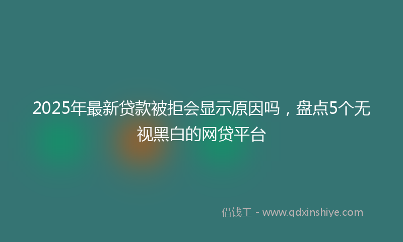 2025年最新贷款被拒会显示原因吗，盘点5个无视黑白的网贷平台