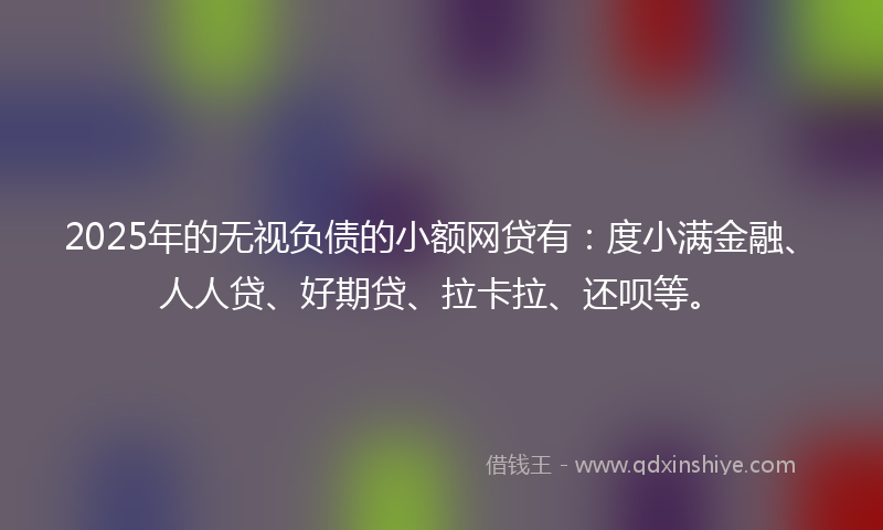 2025年的无视负债的小额网贷有：度小满金融、人人贷、好期贷、拉卡拉、还呗等。
