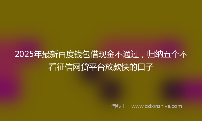 2025年最新百度钱包借现金不通过，归纳五个不看征信网贷平台放款快的口子