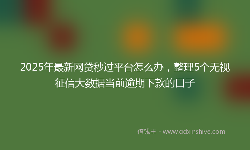 2025年最新网贷秒过平台怎么办，整理5个无视征信大数据当前逾期下款的口子