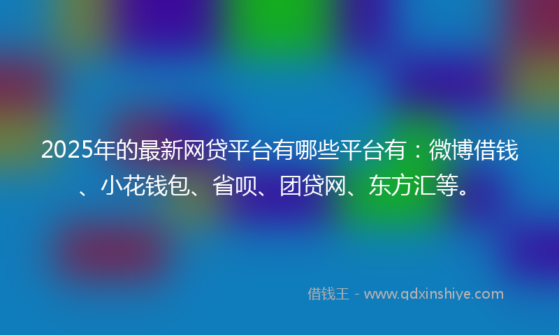 2025年的最新网贷平台有哪些平台有：微博借钱、小花钱包、省呗、团贷网、东方汇等。