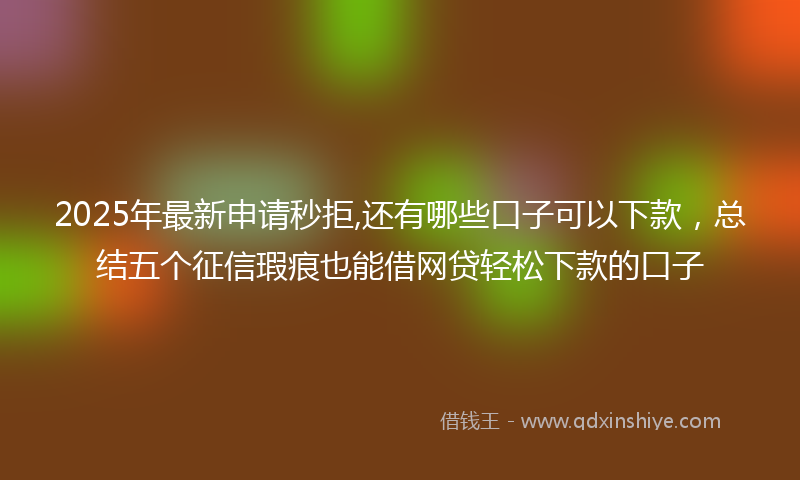 2025年最新申请秒拒,还有哪些口子可以下款，总结五个征信瑕疵也能借网贷轻松下款的口子