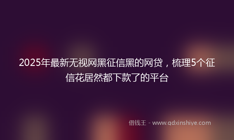 2025年最新无视网黑征信黑的网贷，梳理5个征信花居然都下款了的平台