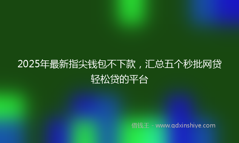 2025年最新指尖钱包不下款，汇总五个秒批网贷轻松贷的平台