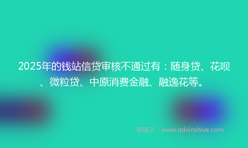 2025年的钱站信贷审核不通过有：随身贷、花呗、微粒贷、中原消费金融、融逸花等。