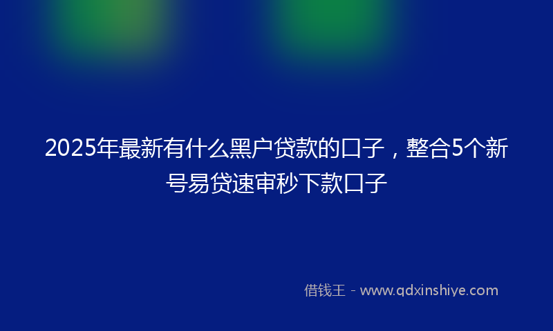 2025年最新有什么黑户贷款的口子，整合5个新号易贷速审秒下款口子