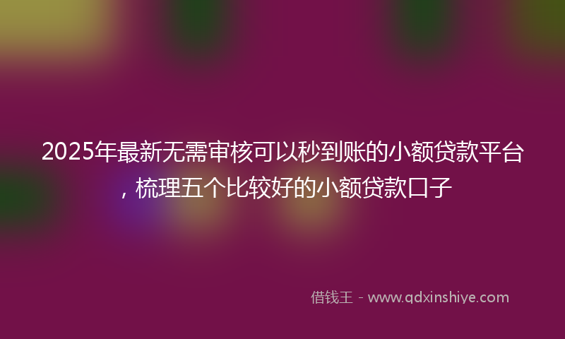 2025年最新无需审核可以秒到账的小额贷款平台，梳理五个比较好的小额贷款口子