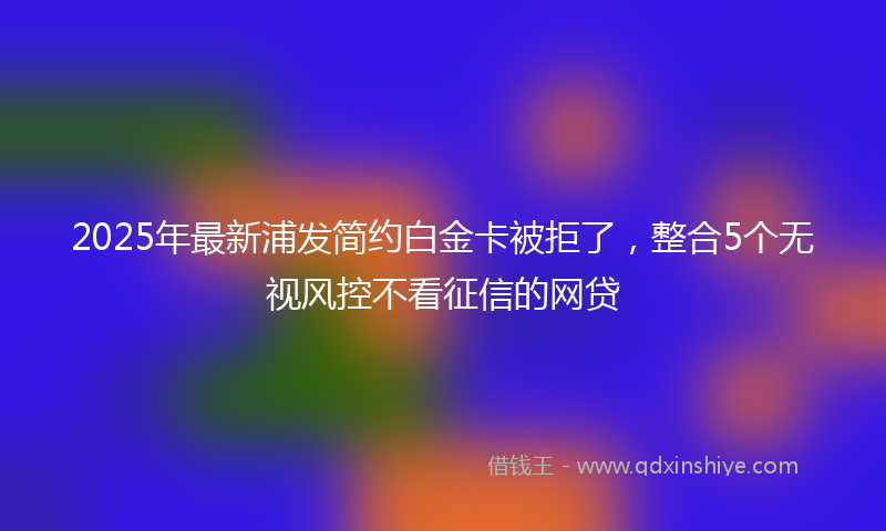 2025年最新浦发简约白金卡被拒了，整合5个无视风控不看征信的网贷