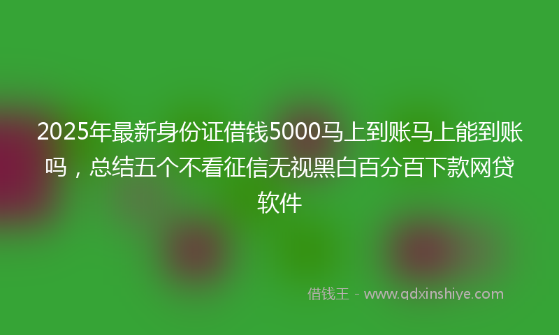 2025年最新身份证借钱5000马上到账马上能到账吗，总结五个不看征信无视黑白百分百下款网贷软件