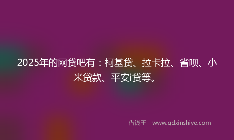 2025年的网贷吧有：柯基贷、拉卡拉、省呗、小米贷款、平安i贷等。