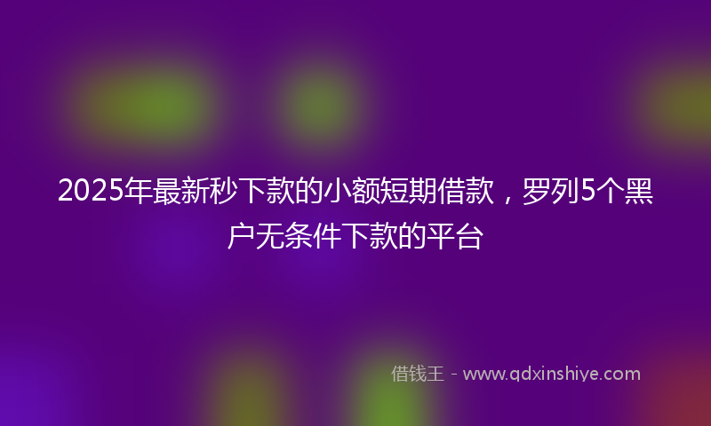 2025年最新秒下款的小额短期借款，罗列5个黑户无条件下款的平台