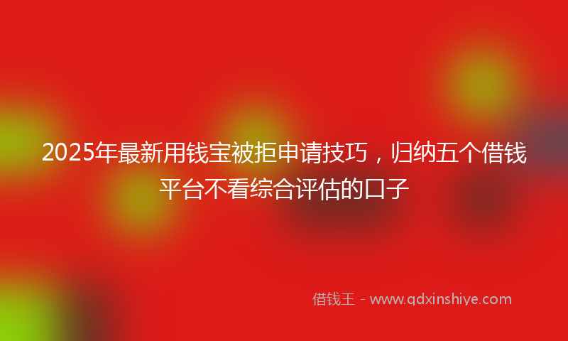 2025年最新用钱宝被拒申请技巧，归纳五个借钱平台不看综合评估的口子